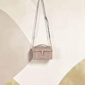 Michael Kors Pink Signature Camera Crossbody Chain Strap Bag